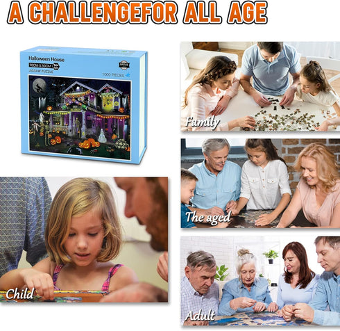 Halloween Jigsaw Puzzles for Adults - 1000 Pieces, Haunted House Party Puzzle, Home Decorations