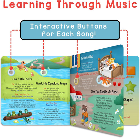 28 Counting 28-Button 1-3 LEARNING BUGS Numbers, Colors & Shapes Favorite Nursery Rhymes, Musical Books for Toddlers