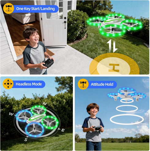 Redrie 3D Mini Drone for Kids Beginners, RC Quadcopter Drone with Colorful Light, One Key Start, Altitude Hold