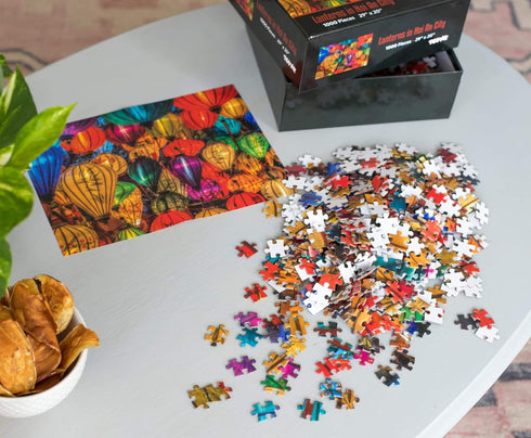 Lanterns in Hoi An City, Vietnam - Floating Lights Puzzle for Adults and Kids, 1000 Piece Jigsaw Toy for Game Night