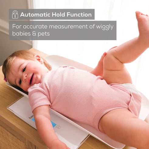 BY82 396lbs, 4 Beurer Multifunctional Baby Scale for Infants, Pets, Kids, & Adults up to Measures in Units with Backlit
