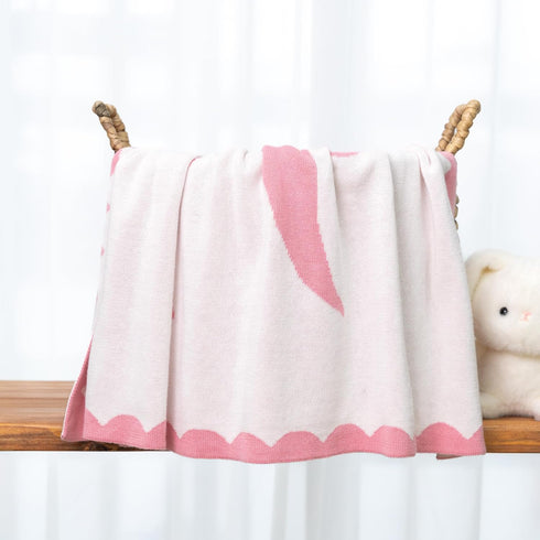 Personalized Name Knit Baby Blanket Custom Woven Bow Design Soft Minimal Comfort Throw for Newborn Infant Toddler