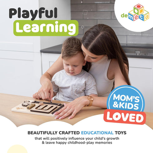 deMoca Busy Board for 1 Year Old - Montessori Sensory Toy for Toddlers with Educational Activities for 1-2 Years Old,