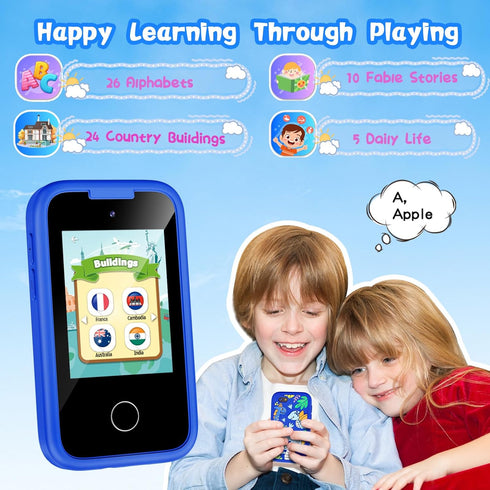 3 4 5 6 7 8 9 10 3-8(Blue) Kids Phone Birthday Gifts Toy for Year Old Girls Boy,Toddler Kid Smart Phone with Dinosaur