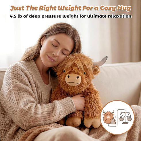 24" 4.5lbs & Highland Cow Stuffed Animal, Sitting & Laying Weighted Stuffed Animals, Cuddly & Soft Weighted Highland