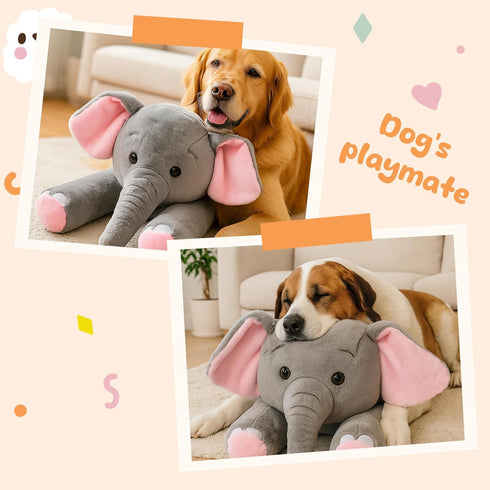 32" Giant Grey Elephant Plush Toy - Fluffy Stuffed Animal Gift for Kids