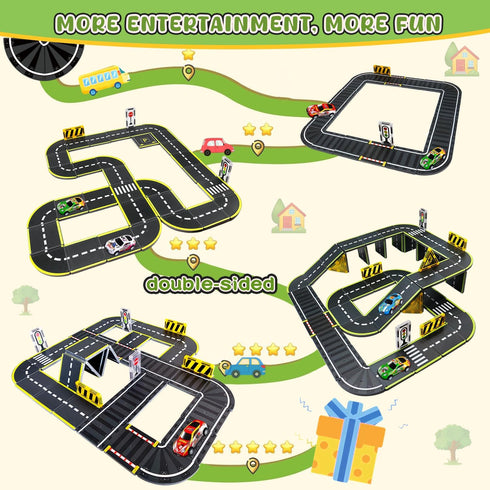 Set (26) Magnetic Road with Traffic Sign Toys, STEM Magnetic Building Blocks, Creative Educational Construction Toys