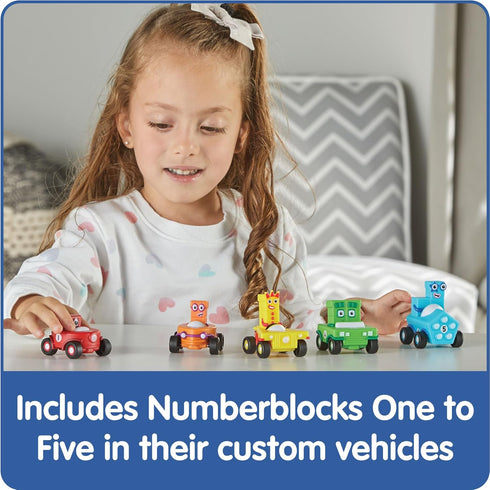 hand2mind Numberblocks Mini Vehicles, Race Car Toy Playsets, Counting and Math Toys for Kids 3-5 Birthday Gifts