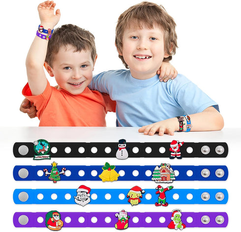 20 PCS Stuffed Croc Bracelet Band, Silicone Charm Bracelet for Kids, Croc Charm Bracelets in Bulk