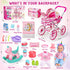 12 Set 3 4 5 6 26pcs Horse/2 3-5-7 Golray in Baby Doll Toys with Stroller for Year Old Girl - Babydoll with Accessories