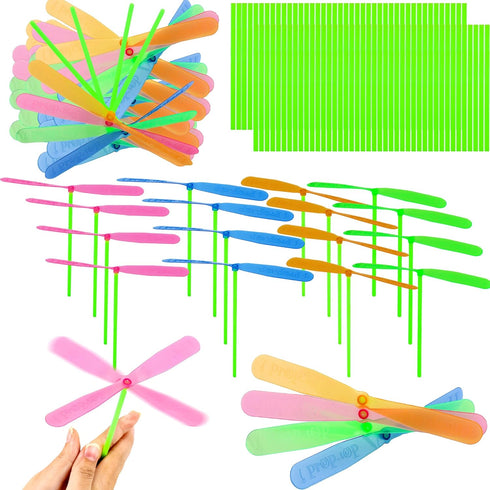 210 Pcs Plastic Flying Helicopter Toys Set, Hand Helicopter Hand Rub Flying Propeller Toys for Kids