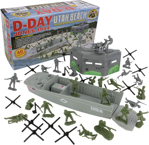 BMC Toys BMC WW2 D-Day Plastic Army Men - Utah Beach 40pc Soldier Figures