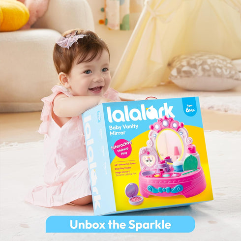 lalalark Set 40+ 6 1 2 3 JOVA Toddler Vanity & Baby Vanity Mirror Toy, Interactive Pretend Vanity with Sounds