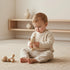 Set PlanToys Bear & Little Bear Wooden Rattle & Teether | Montessori Sensory Toy for Grasping, Auditory Learning