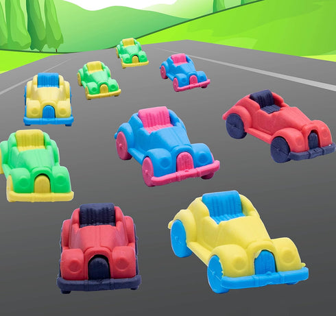 KR. LIF 24 Pcs Puzzle Pull Apart Car Erasers, 3D Mini Cute Erasers for Kids Bulk, Needed Desk Pets for Classroom