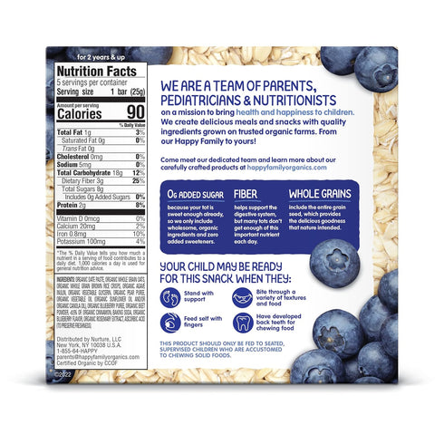 5 Count (Pack 6) Happy Tot Organics Super Foods Oat Bars, Blueberries & Oatmeal