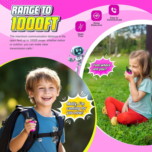 Kids Walkie Talkies Toys for Girls: comedyfun Mini Robots 2 Pack, Birthday Gifts for 3-8 Year Old Girls Outdoor Games