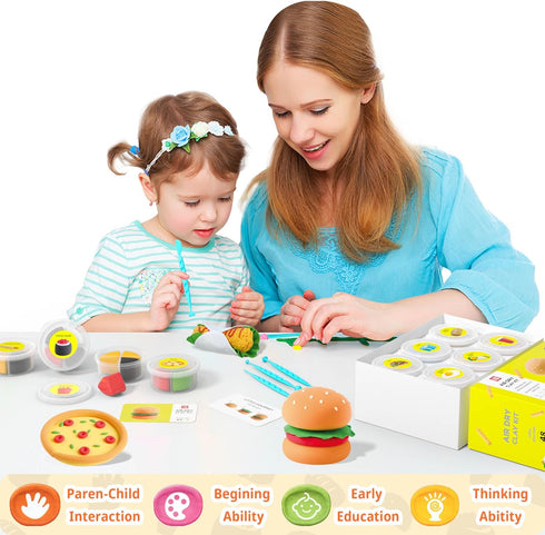 12 48 Air Dry Clay Kit - Modeling Clay for Kids mit Sculpting Tools und Tutorial, Ultra Light & Soft, Safe & Non-Toxic