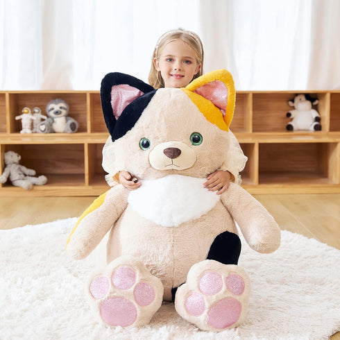 EARTHSOUND 30" Giant Cat Stuffed Animal Plush Toy, Large Kitten Jumbo Cute Fluffy Plushie, Gifts for Kids