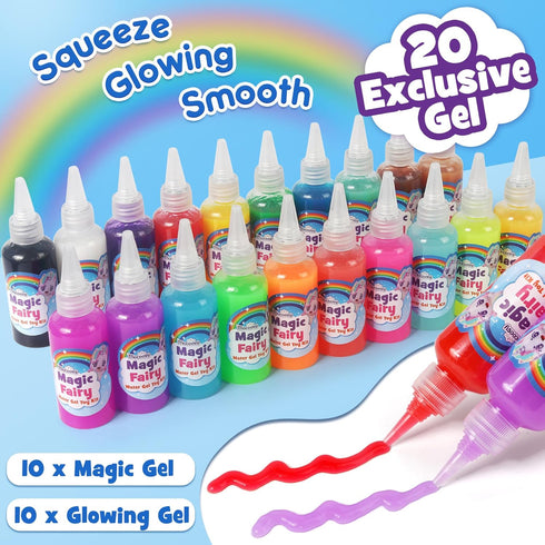20 16 Mocoosy Magic Water Elf Toy Kit for Kids, Glow in the Dark Aqua Fairy Water Gel Kit with Gel & Molds, Make Your
