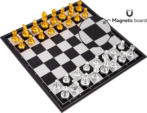 Set Set 9.7" Magnetic Travel Chess Game with Folding Board Portable and Storage Compartment Great Travel Toy by Big Mos