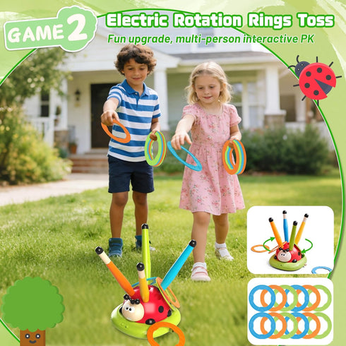 5 1 4-8 3-5 in Musical Jump, Bean Bag Toss Ring Game, Baseball Toys and Stomping Launch Rocket Launcher for Kids Remote