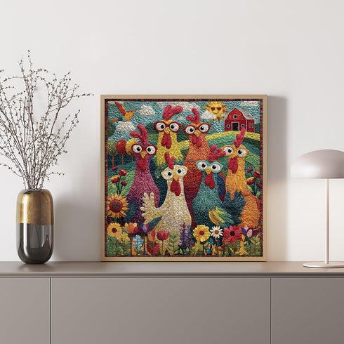 PICKFORU 1000 Chicken Puzzles for Adults Piece, Funny Chicken Jigsaw Puzzle, Garden Farm Flower Animal Rooster Themed