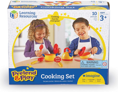 Learning Resources Pretend & Play Cooking Set - 10 Pieces, Kitchen Play Toys for Toddlers, Ages 3+