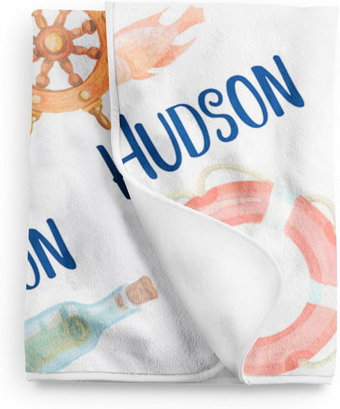 WolfeDesignPDD Custom Blanket, Newborn Gift, Nautical Baby Blanket, Personalized Baby Blanket, Swaddle Blanket, Baby
