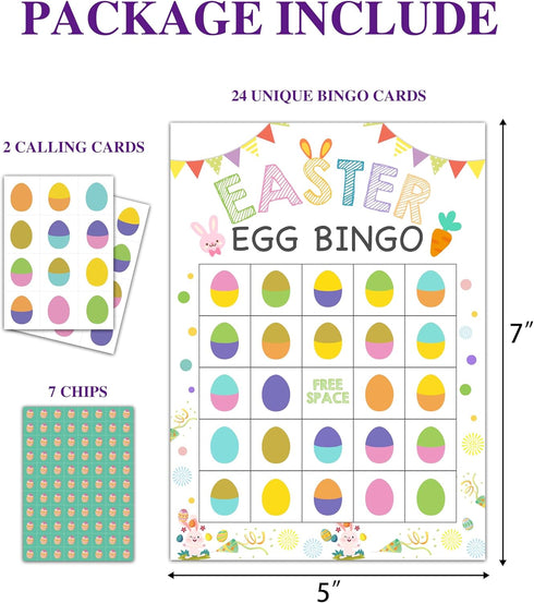 Easter Bingo Game, Outdoor Party Games for Adults, Easter Egg Hunt Bingo, 24 Players Bingo Game (B02)