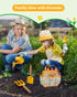 Set Grenebo Kids Gardening Toys,Includes Metal Trowel,Transplanting Shovel,Garden hat,Rake,Apron,Gloves,Watering