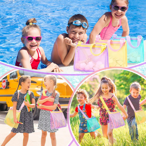 Summer Tagitary Beach Toys Mesh Beach Bags Sand Toys Kids Seashell Bag with Zipper,Outdoor Toys Travel Must Have