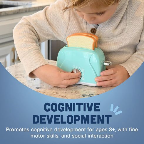 CP Toys 3+ Constructive Playthings Kids Play Toaster with Bread for Imaginative Play, Kitchen Appliances Learning Toy