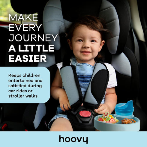 1 Pack Hoovy Silicone Cup Holder Tray for Car Seat, Booster Seat, Stroller - Carseat Snack Trays for Kids Travel - Cup