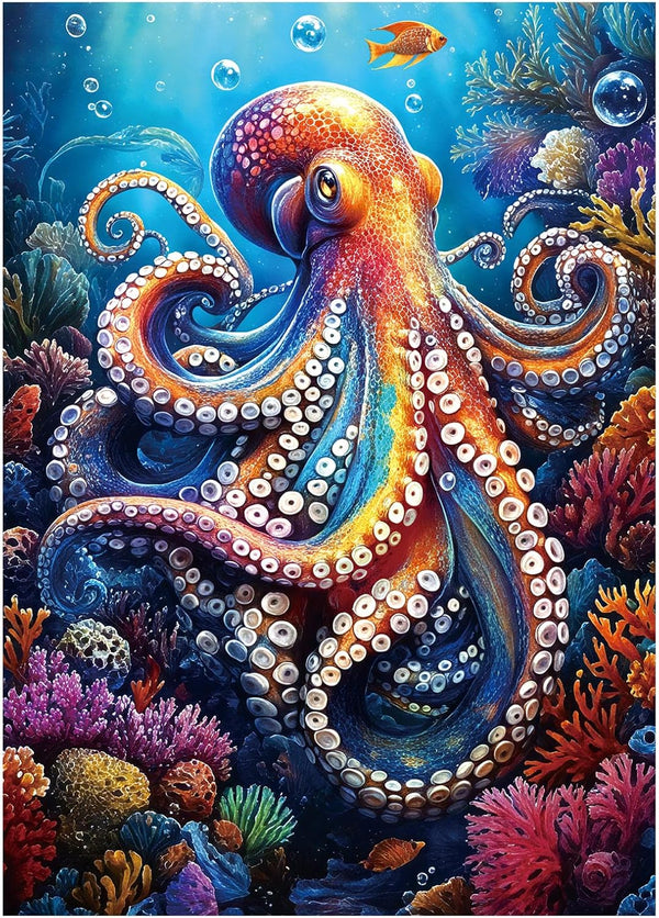 BBOLDIN Ocean Octopus Magic Puzzle 1000 Pieces for Adults, Nature Colorful Sea Coral
