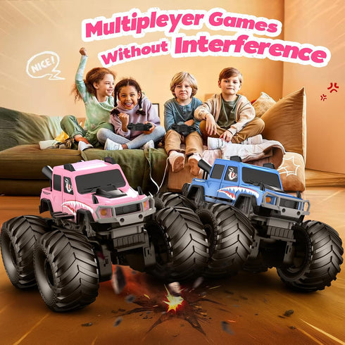 360Rotate 4x4 2.4GHz 6 7 8 9 10 11 12+,Pink NQD Monster Truck Toys, Waterproof RC Truck, Amphibious Remote Control