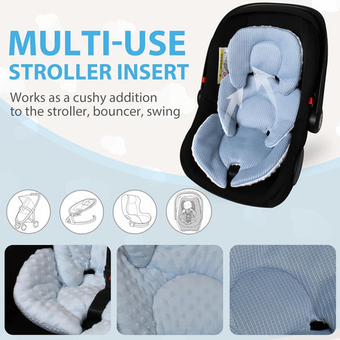 2-in-1 Infant Carseat Insert, Reversible Baby Car Seat Cushion for Newborn Toddler Head & Body Support Car Seat Pad
