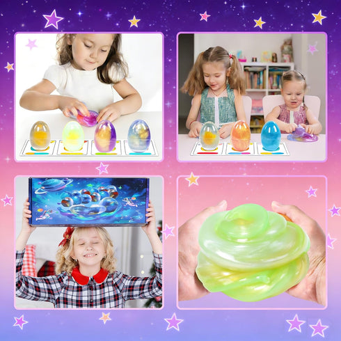 BSINHTIY 12 Pack Galaxy Slime Eggs Toys Kit,Super Soft, Non-Sticky Texture,Easter Eggs Ideal for Birthday Gifts