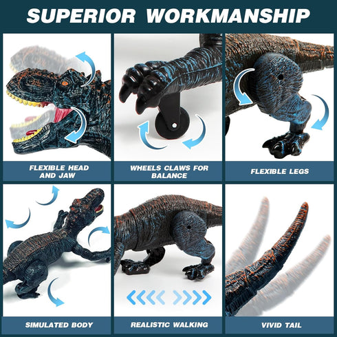 3-5 4-7 8-12 Sunrad Remote Control Dinosaur Toys for Kids Year Old, Electronic RC Robot Dinosaur with Spray & Light