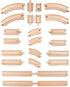 24 Pack| Hape Pcs Wooden Railway Super Expansion Rail Compatible with Other Wooden Tracks