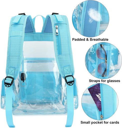 Yusudan Backpack Clear Diaper Bag for Baby Girls Boys, Mom Nappy Changing Bags for Women (Light Blue)