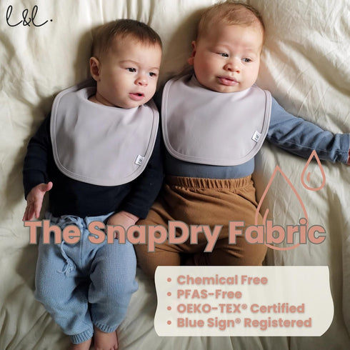 3-Pack Leya & Lior SnapDry Classic Bibs for Babies Instant-Dry Absorbent Drool Bibs for Boys & Girls