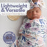 Newborn Baby Girl Receiving Blanket | Stretchy Knit Swaddle Set with Matching Headband & Name Card (Pink & Purple