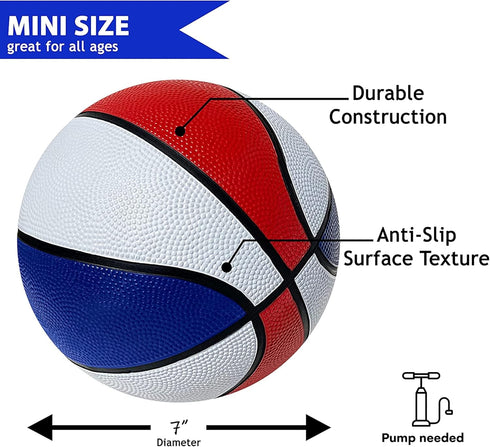 Botabee Mini Basketball Set, Red, White & Blue for Pop A Shot Arcade Games | 3 Pack of 7” Junior Basketballs