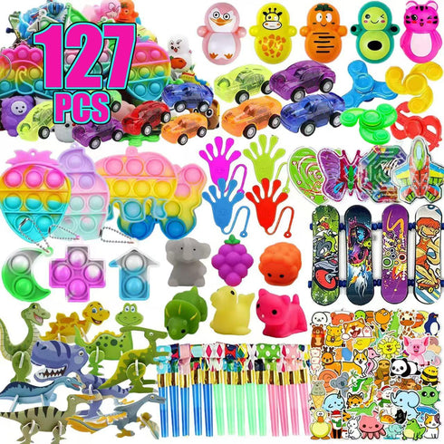Dilycery 127 Pcs Easter Egg Fillers Fidget Party Favors for Kids, Treasure Box