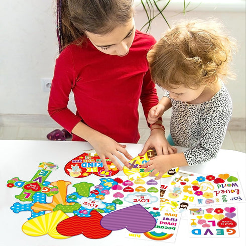 24 Sets John3:16 ceiba tree Religious Sunday School Crafts He is Risen DIY Christian Bible Jesus Scene Stickers Make
