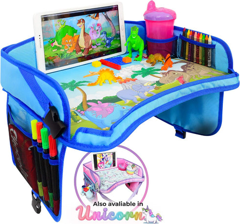 ecoZen Lifestyle Kids Travel Tray & Toddler Lap Desk Organizer - Airplane and Car Seat Table for Road Trip Essentials