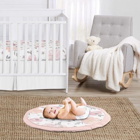 Tummy Sweet Jojo Designs Baby Play Mat (Pink/Grey Boho Floral) for Girls, Infant, Toddler Time Activity Floor Playmat