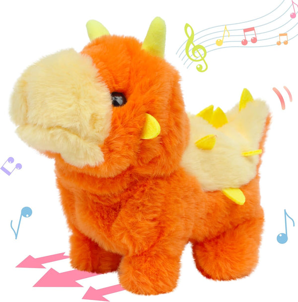 Hopearl Interactive Electronic Pet Plush Dinosaur - Walking Stegosaurus with Roaring and Moving Nodding Head for