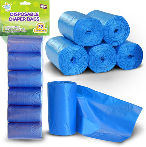 Mighty Clean Baby 72 Count Disposable Diaper Bag Refill Rolls with Light Powder Scent